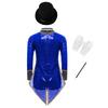 Complete Kids Magician Halloween Costume Set: Sequin Checkerboard Tailcoat Bodysuit with Hat, Bow Tie, Gloves & Magic Wand