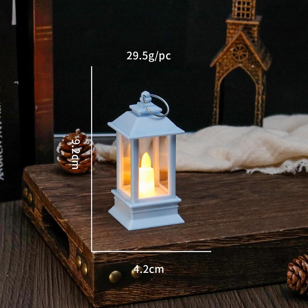 Mini LED Retro Candle Lantern: Square Christmas Ornament, Portable Bedside Night Light