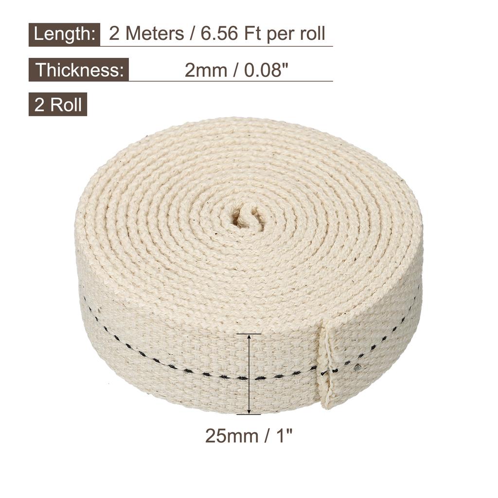 2 Roll Oil Lamp Wick Cotton Lanterns Wick with Black Stitch for Kerosene Burner Lighting  13/15/20/22/25mm Flat 6.5/10 Foot