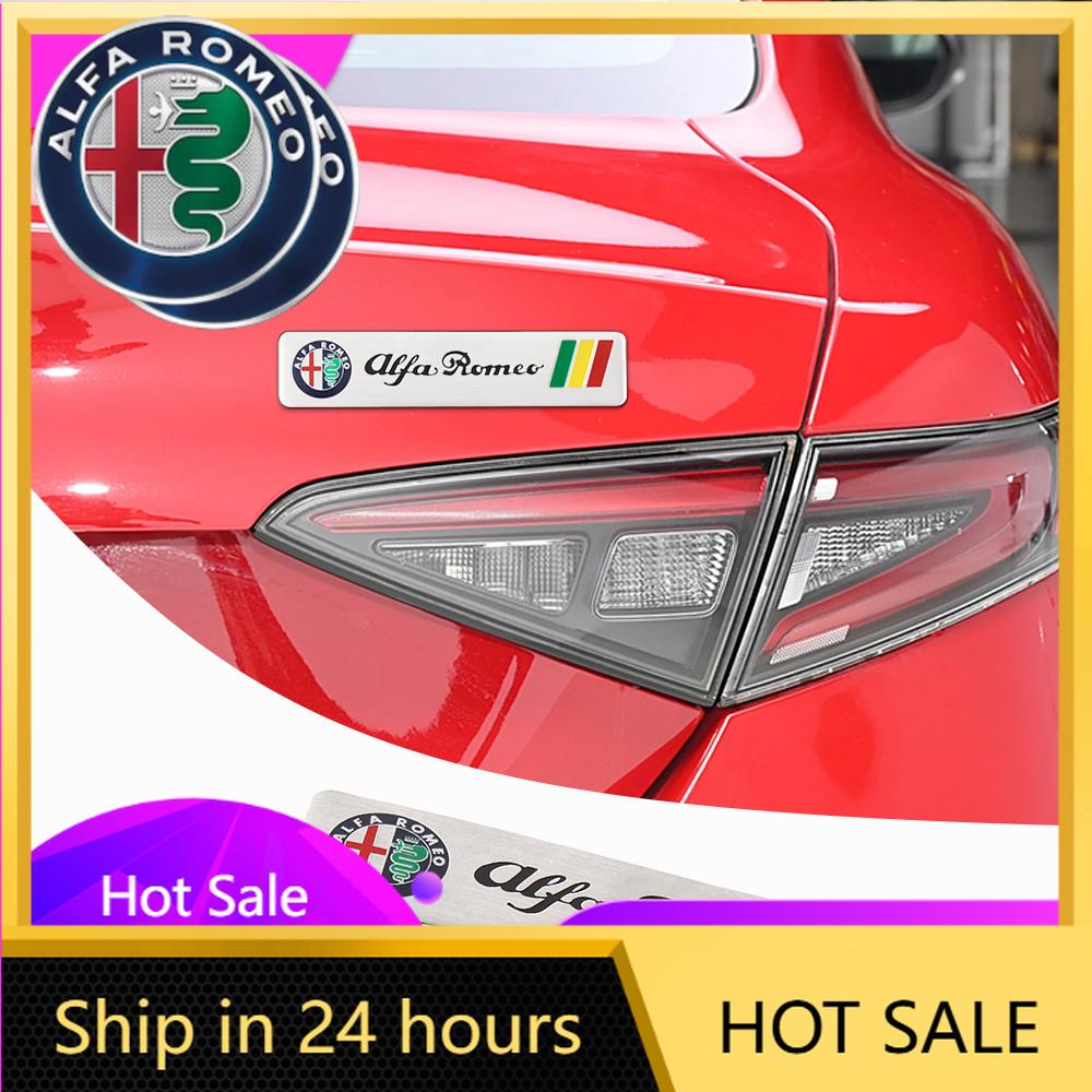 Car Stickers For Alfa Romeo 3D Metal Car Decor Emblem Fender Sticker Rear Trunk Badge Decal For Alfa Romeo Giulia Stelvio Giulie