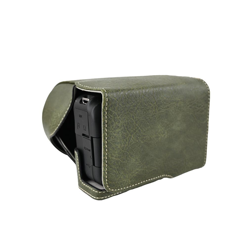 Litchi Pattern PU Leather Shoulder Bag For Canon EOS R50V 14-30mm Lens Camera Case Battery Opening Full Body Cover