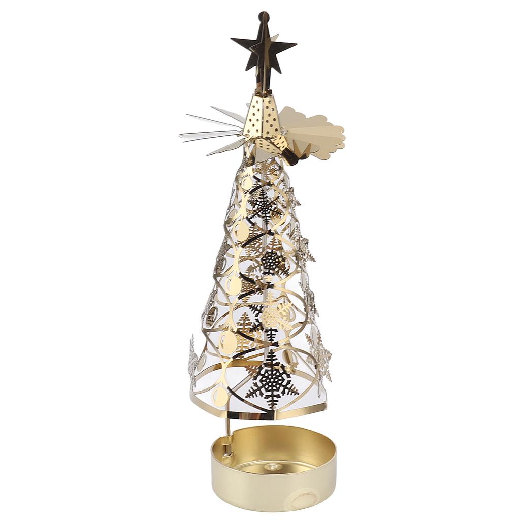 Spinning Candle Holder Rotating Candlestick Set for Romantic Wedding Christmas Party Gold Snowflake