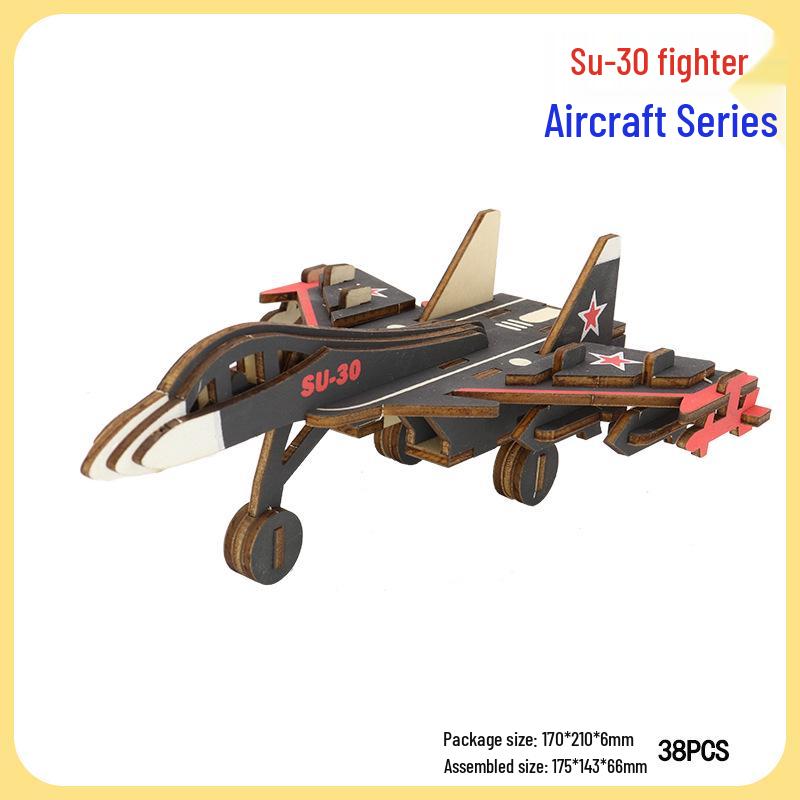 Handmade 3D Wooden Military Tank Model Puzzle for Children