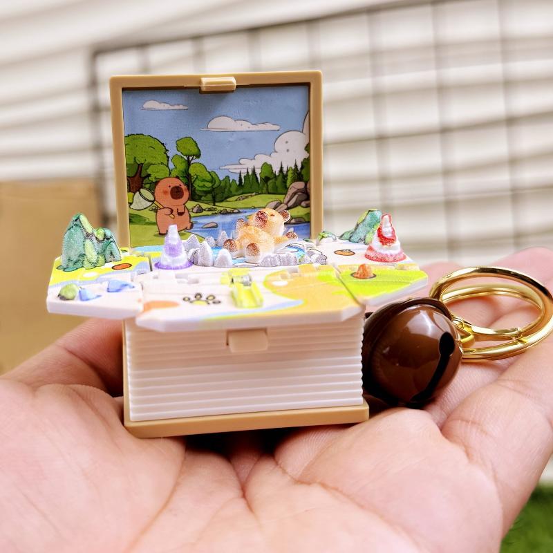 

3D Foldable Capybara Mini Size Fold Book Keychain Kids Toys Bag Pendant
