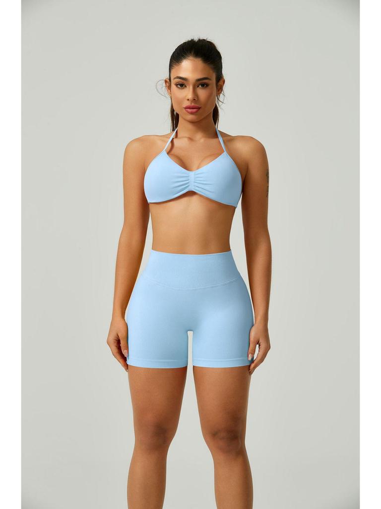 European Halter Neck Seamless Yoga Bra: Sexy, High Elasticity, Matte Finish, Beautiful Back Design