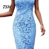 Pencil Dress Fashion Party O Neck Sleeveless Formal Mid Waist Lace Evening for Banquet