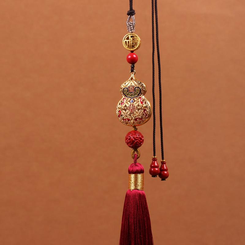 

Китайская полая тыква из латуни Фу, резная подвеска на удачу, автомобильные подвесные аксессуары, декор фэн-шуй, Хулу, амулет, кулон на день рождения 02