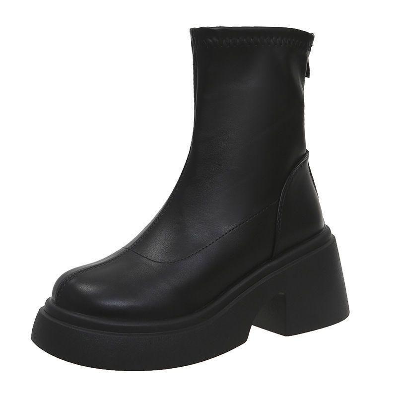 

Ботильоны на толстой подошве на высоком толстом каблуке детские 2025 новые осенне-зимние черные тонкие ботинки Челси ботинки Мартин одинарные ботинки 41