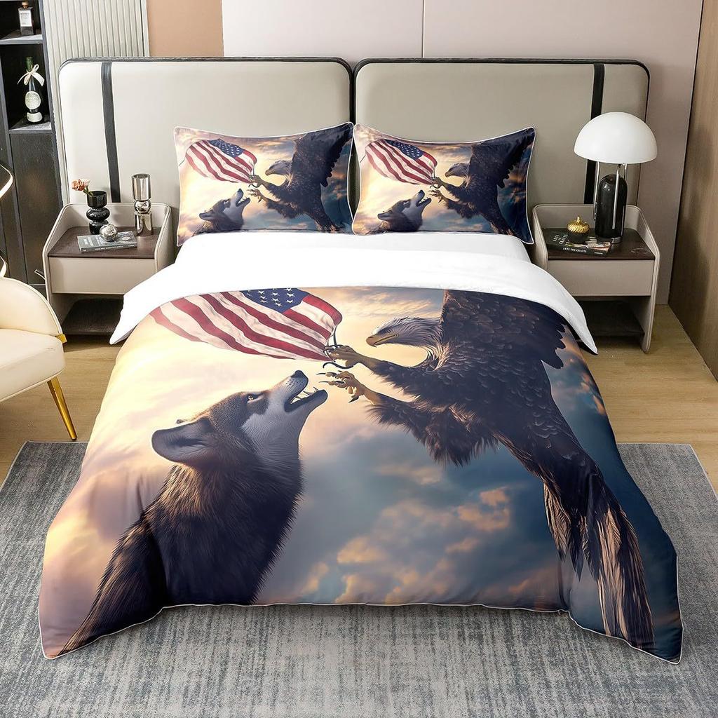 Adler Muster 3D Digitaldruck Quilt Set Dreiteiliges Bettwäscheset