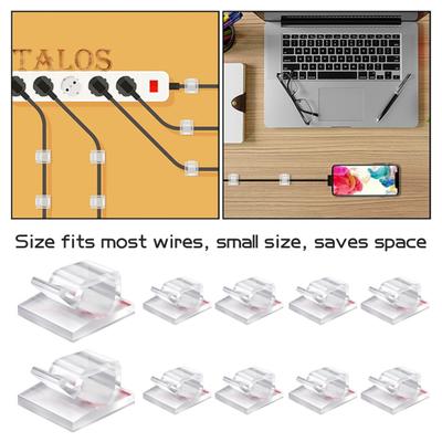 10/50 pezzi Clip di gestione cavi trasparente Clip di fissaggio cavi multifunzionale autoadesiva Supporto per cavi adesivo Clip per organizzatore luci natalizie da esterno