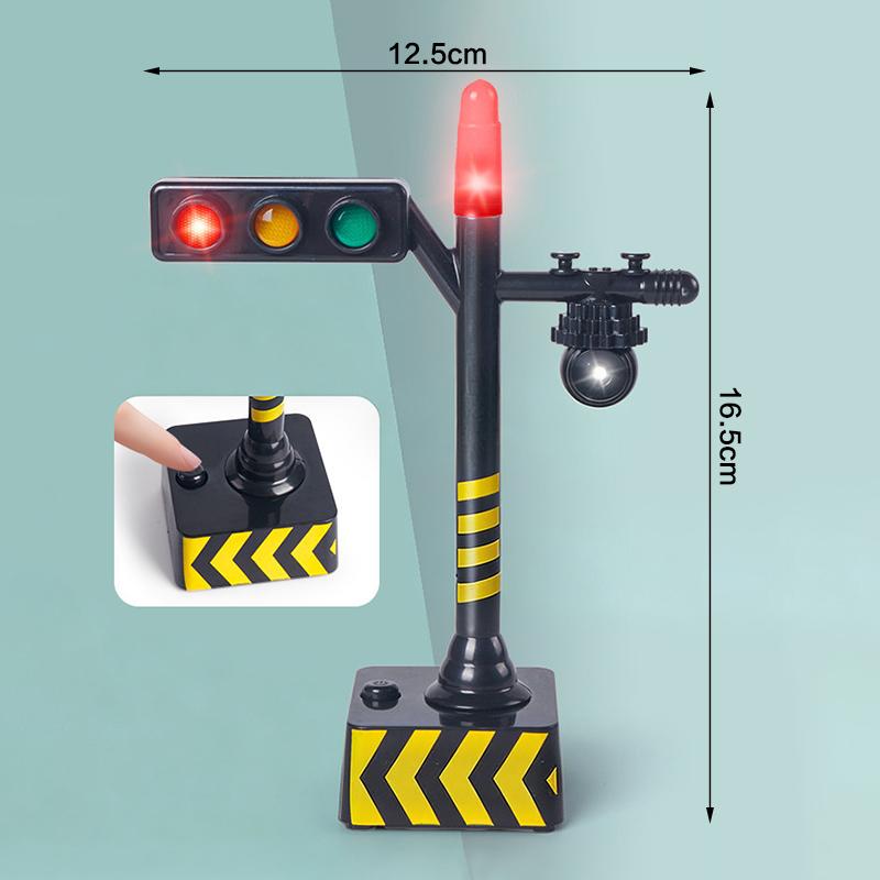 צעצוע רמזור מיני עם סימולציית LED לילדים, סימני דרך חינוכיים, בניית סצנת שולחן עבודה