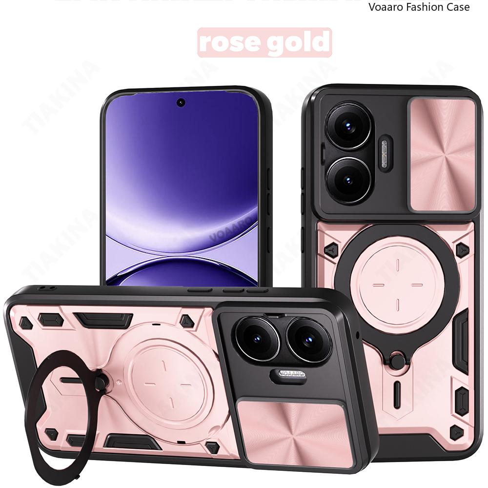 Slide Lens Camera Armor Funda for POCO F7 5G Case for Xiaomi Redmi Turbo 4 Pro 5G Case Magnetic Ring Kickstand Holder Cover