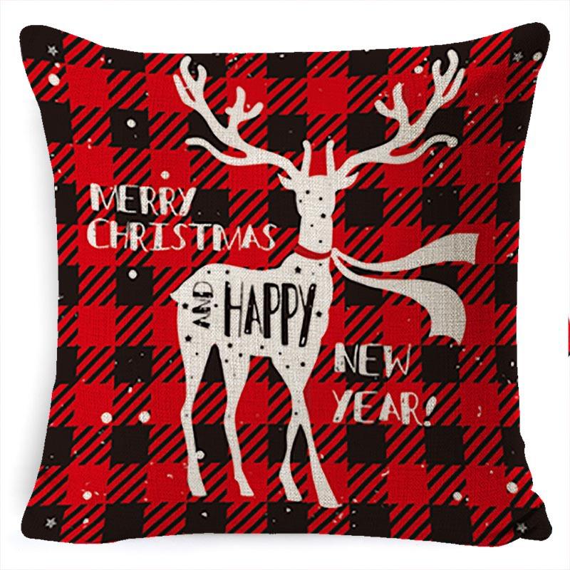 Federa Cuscino di Natale Fiocco di Neve Alce Albero di Natale Stampa Federa Cuscino Stile Nordico