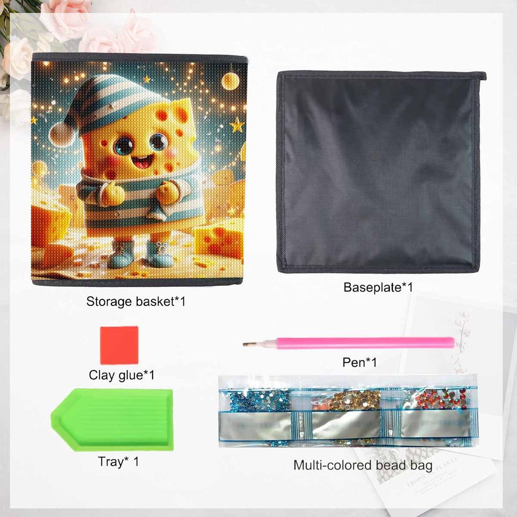 Lovely Cheese 5D Diamond Painting Storage Basket Full Round Drill Mosaic Diamond Embroidery Cross Stitch Kits Home Decor Home Decor