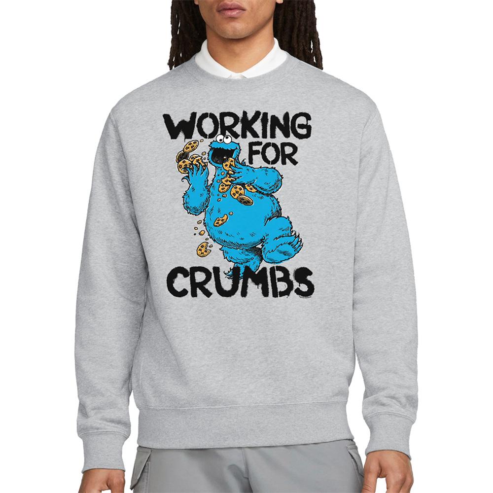 Sesame Street Unisex Adult Working For Crumbs Cookie Monster Sweatshirt