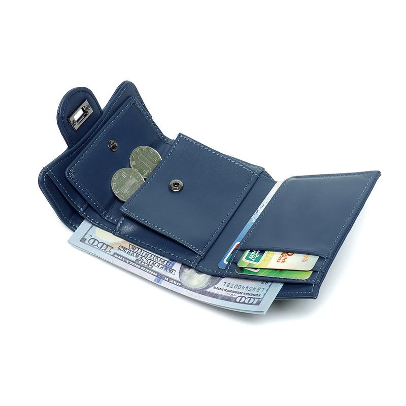 Short Wallet Women's Lambskin Classic Rhombus Pattern Three-fold Wallet New Large-capacity Leather Card Bag Wallet Women