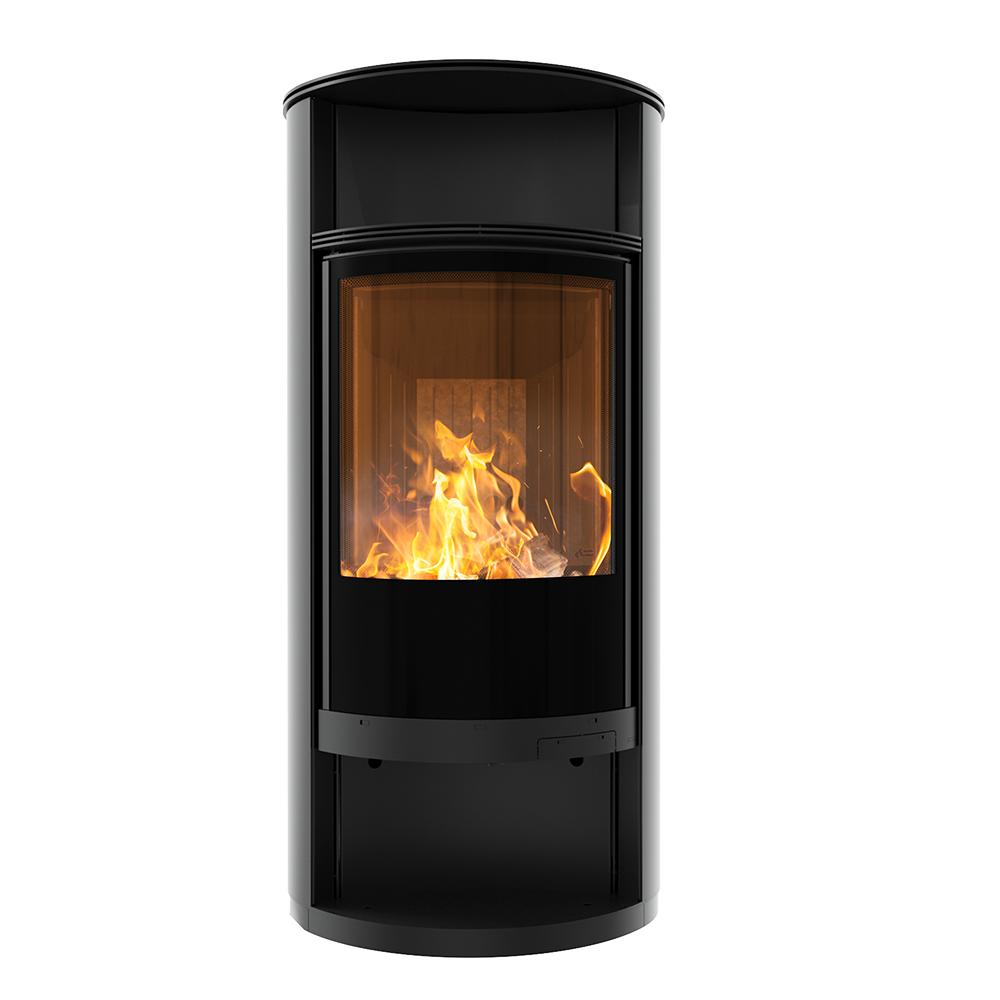 Wood Burning Steel Stove KRATKI RUNA Ø 150 8 kW Black Thermotec
