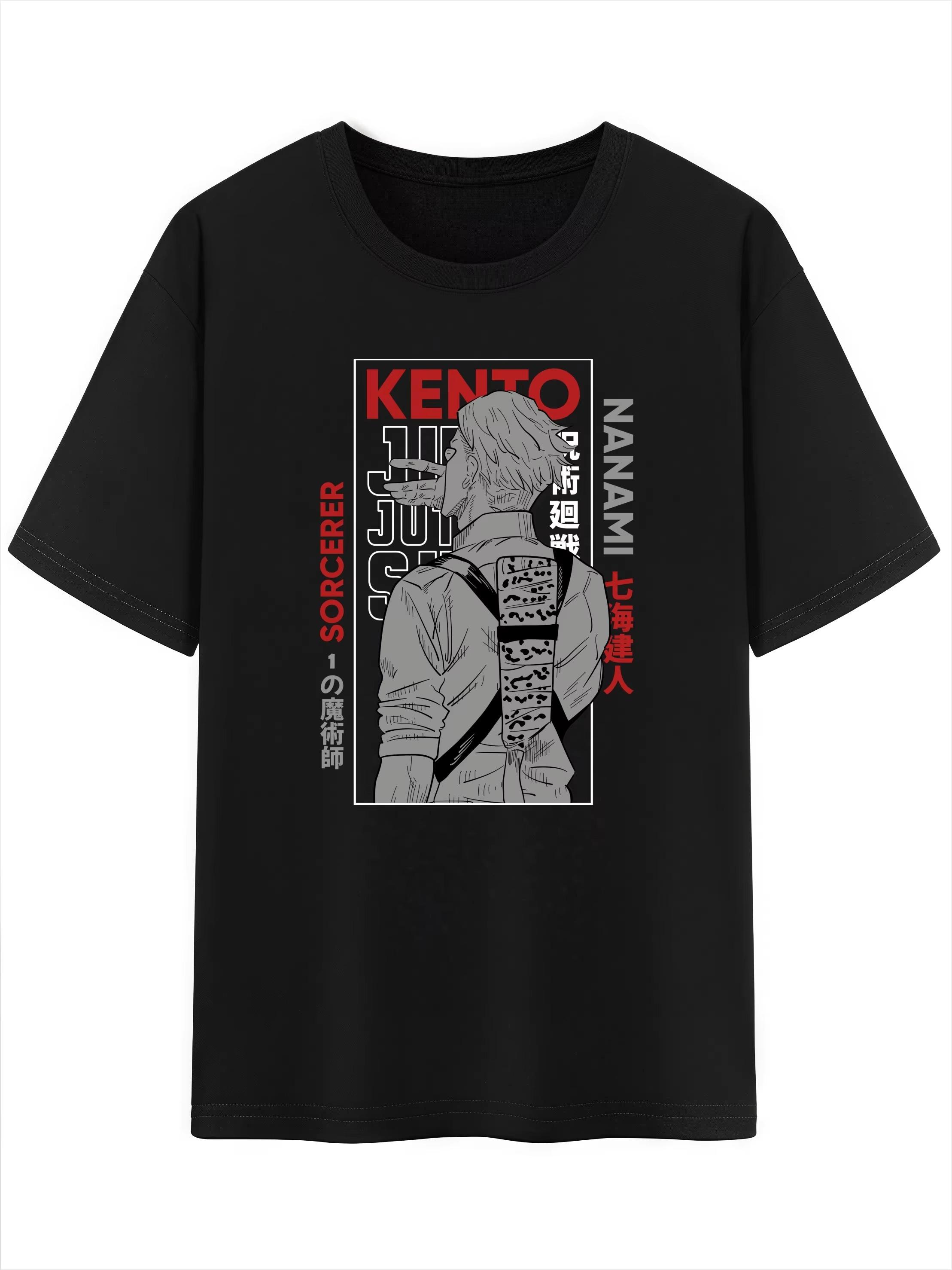 

Унисекс Хлопковая Футболка с Рисунком Персонажа из Аниме JJK Jujutsu Kaisen Впечатление от Персонажа Футболка с Коротким Рукавом S