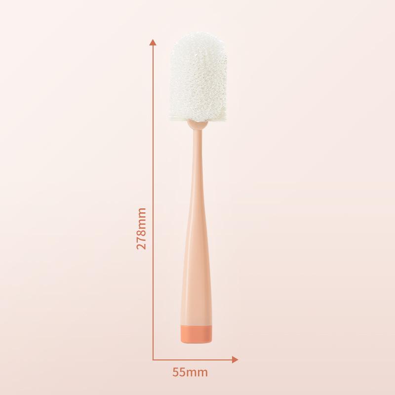 Long-Handle Kitchen Cup Scrub Brush Rust-Proof Sponge for Milk Bottles & Tea Stains, No Dead Corners
