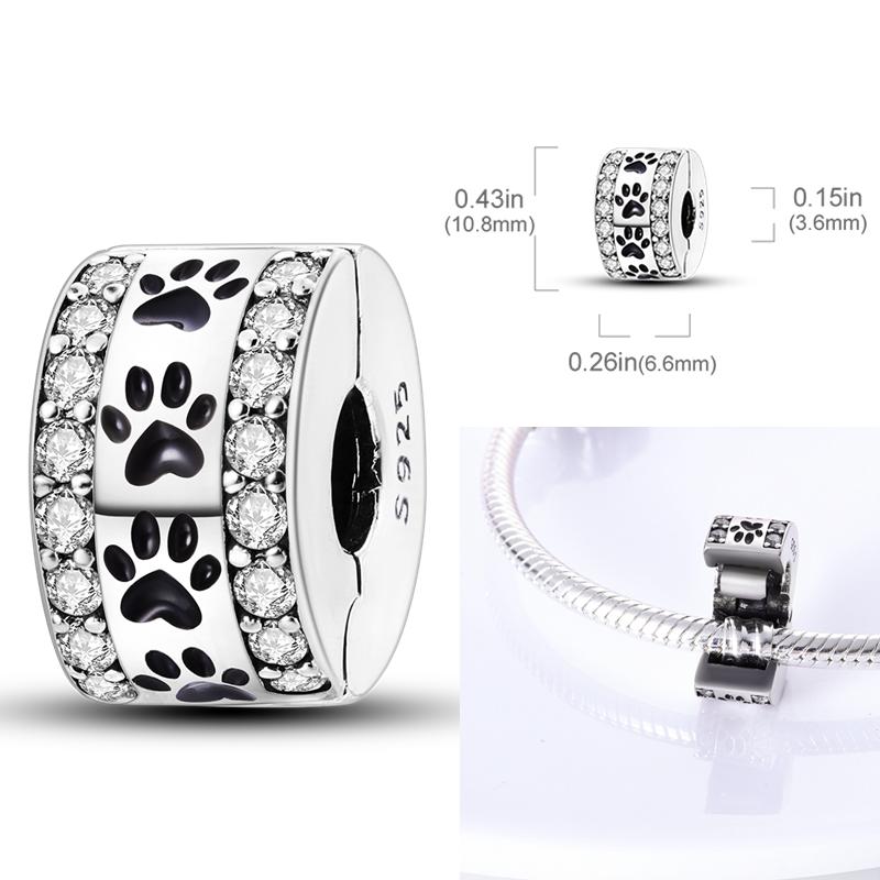 Fit Bangle Bracelet 925 Silver Clasp Charms Beads Inlaid Zirconium Daisy CZ Pave Clover Clip For DIY Jewelry