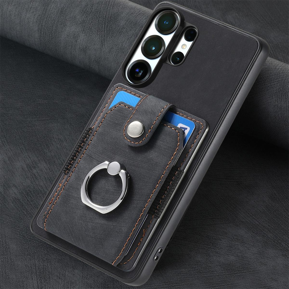 

Ring Wallet Cards Solt Holder Leather Phone Case for Samsung Galaxy S26 S25 Ultra S24 S23 Plus A16 A56 A36 A17 A07 A57 A37 Cover Galaxy A37 чорний