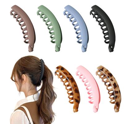 Banana Shape Hairpin Double-Row Anti-slip Tooth Design Hair Clip Solid Color Frosted Texture
