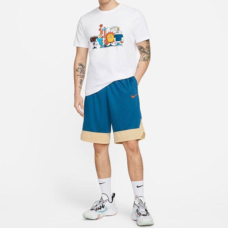 Nike Cartoon-Print Comfort Fit Rundhals T-Shirts Herren Tops Weiß DN3004-100