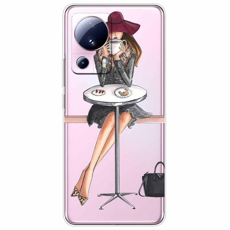 For Xiaomi 13 Lite 5G Case 13Lite Clear TPU Soft Lovely Cats Silicone Print Cover for Xiaomi Mi 13 Lite Transparent Xiaomi13Lite