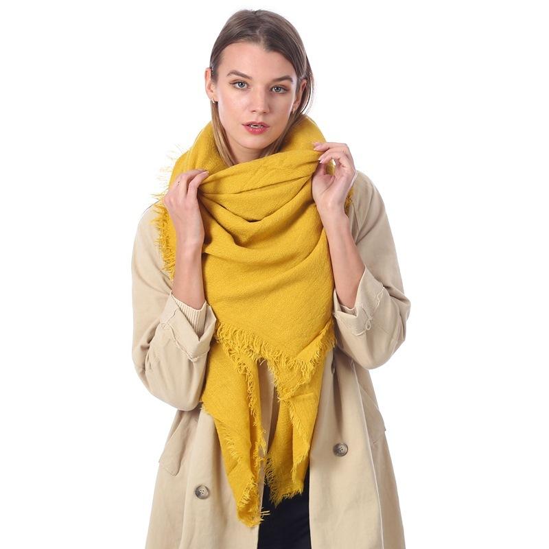 Sciarpa Quadrata Morbida da Donna 140cm Tinta Unita Invernale Caldo Scialle Hijab Coperta Avvolgente Pashmina Fazzoletto da Collo Écharpe Bufanda Sciarpe