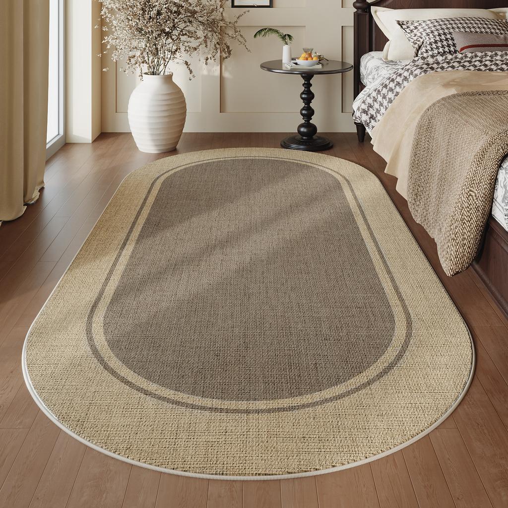 Alfombras Estilo Tronco Retro para Sala de Estar Dormitorio Minimalista Alfombra Artística Ovalada Alfombrilla de Noche Lavable para el Hogar Alfombrilla Gruesa para el Suelo