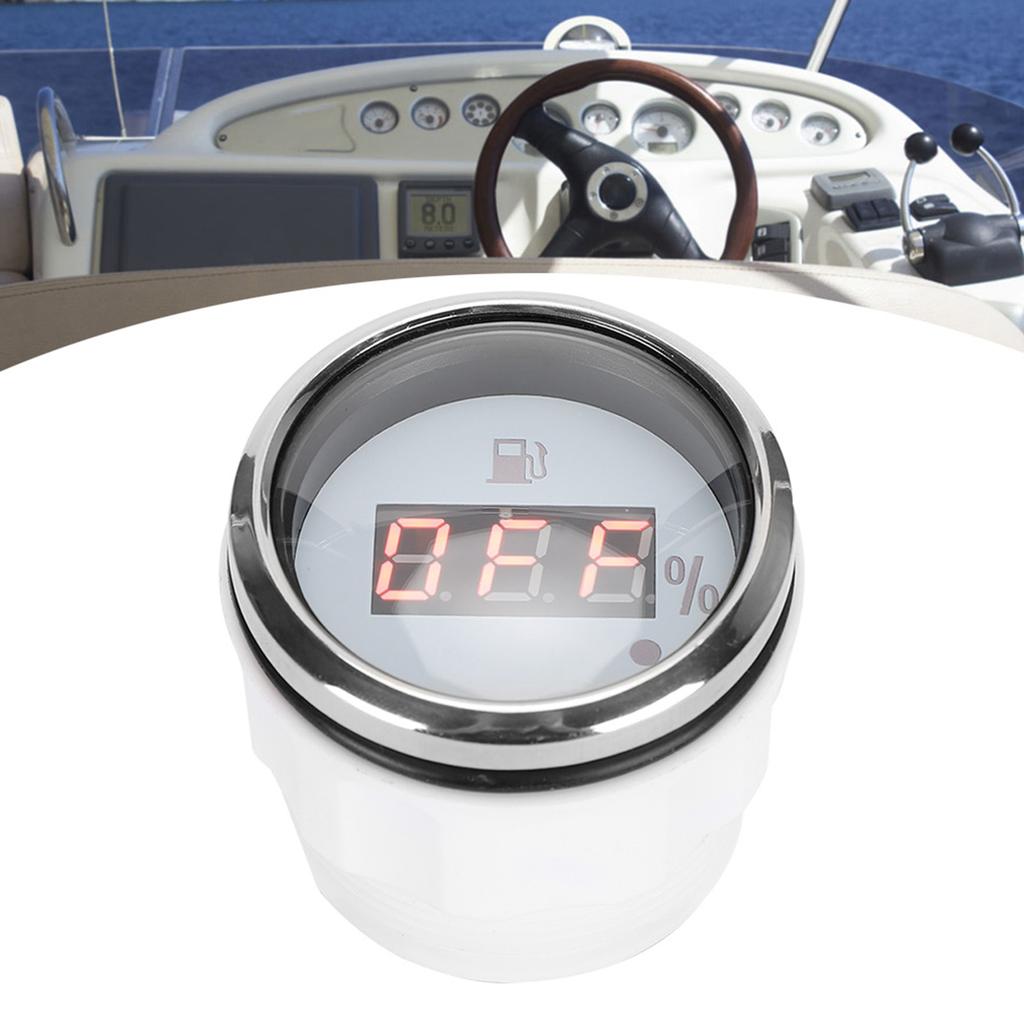 2in Fuel Level Gauge LED Digital Display Smart Red Light Alarm for Marine Boat Car