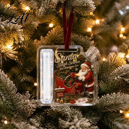 Unique Gift Idea Acrylic Christmas Money Holder Ornament Clear Fuel Up Gas Can Cash Card Holder Xmas Tree Hanging Decoration for Holiday Home Party
