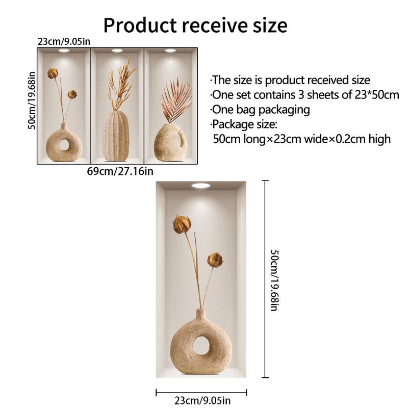 

Наклейка на стену с растениями, трехмерный 3d эффект, художественный триптих, фон, декоративная наклейка на стену, прихожая, гостиная, самоклеящаяся наклейка на стену из ПВХ разноцветный