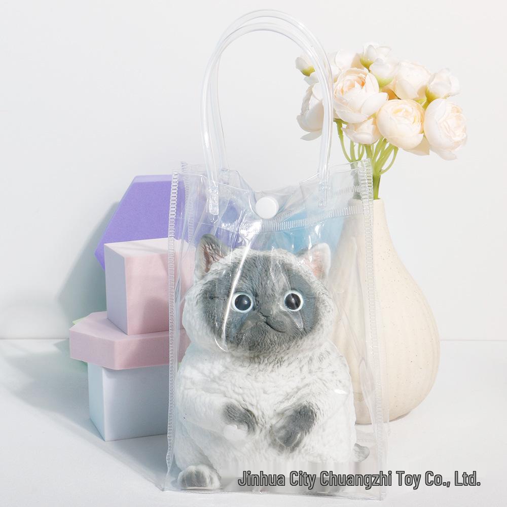 Super Cute Realistic Big White Cat Stress Relief Ornament Toy