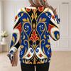 Women Plus Size Round Neck Long Sleeve Floral Printed Teal Green Ribbed Cuffs Sweatshirt