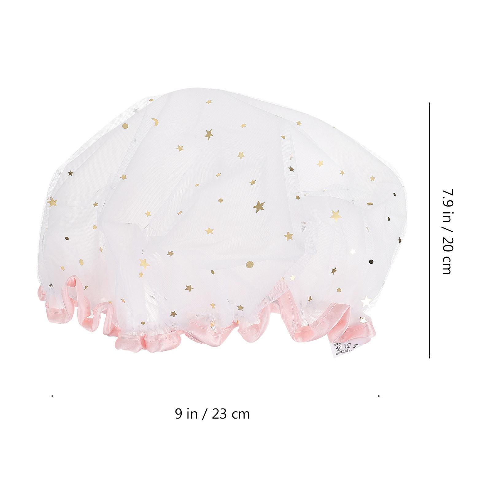 

2Pcs Lady Shower Caps Waterproof Satin Bath Hats Comfortable Smooth Fabric Cold Washable Fast Drying Perfect for Home Bathroom белый