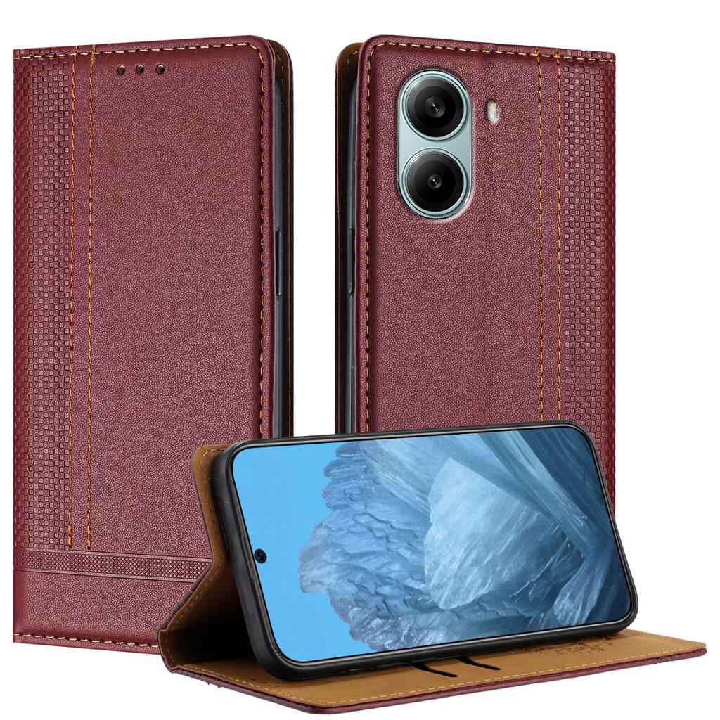 For Xiaomi Redmi Turbo 4 Pro 5G Case L-Shaped Grid Pattern Leather Stand Phone Cover with Card Slots