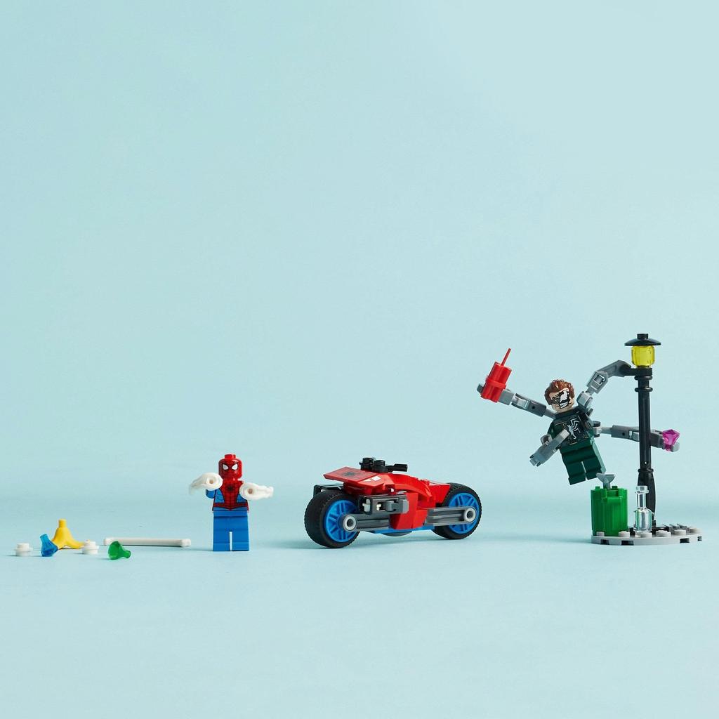 LEGO Superhelden und Doktor Octopus Bike Chase Spielzeug Geschenk Geburtstagsblock Pädagogisches Weihnachten Jungen Mädchen Kinder 6 Jahre alt 7 Jahre alt 8 Jahre