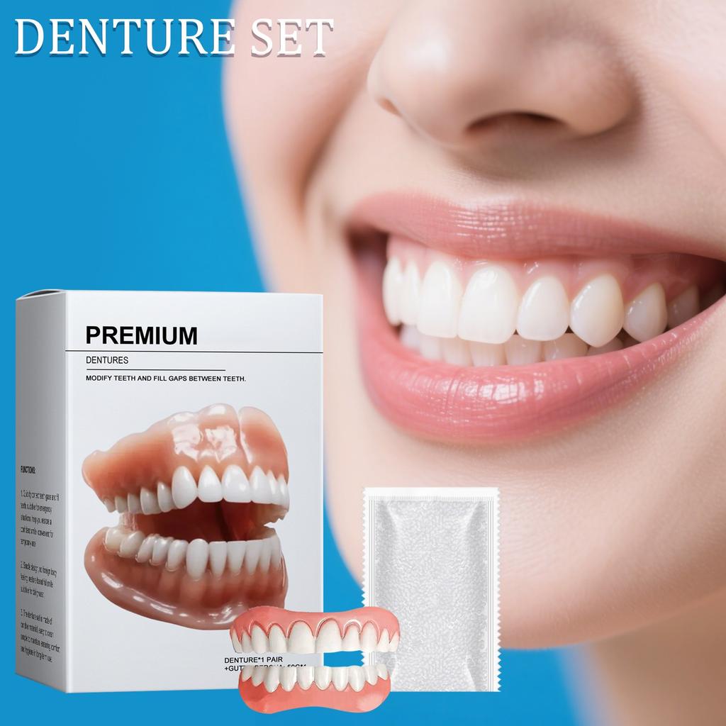 Denture Silicone Parts, Denture Grooming Kits, Cosmetic Sets, Upper And Lower Veneer Teeth, Unisex(50g)