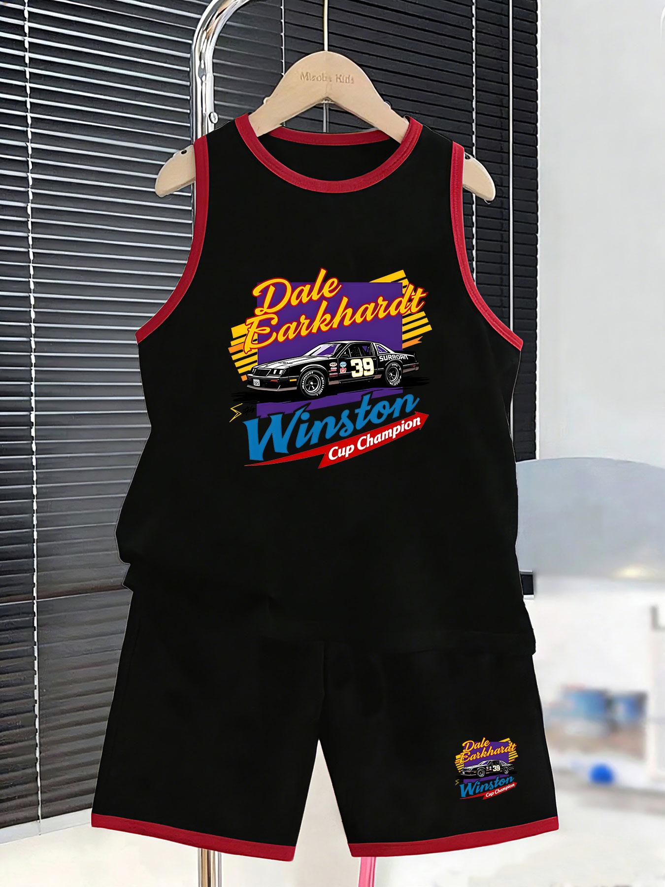 

Boys’ racing car vest & shorts. Breathable fabric, sporty prints, loose fit for cool summer styling. 2-3Y чёрный
