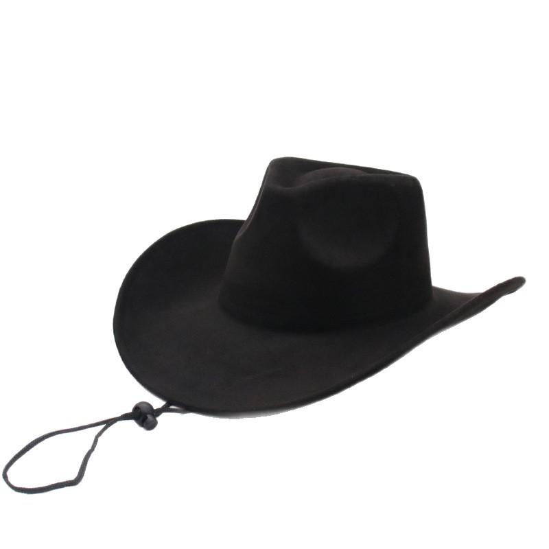 Western cowboy roll-up edge large edge cowboy hat light hat imitation leather velvet jazz hat protective riding hat