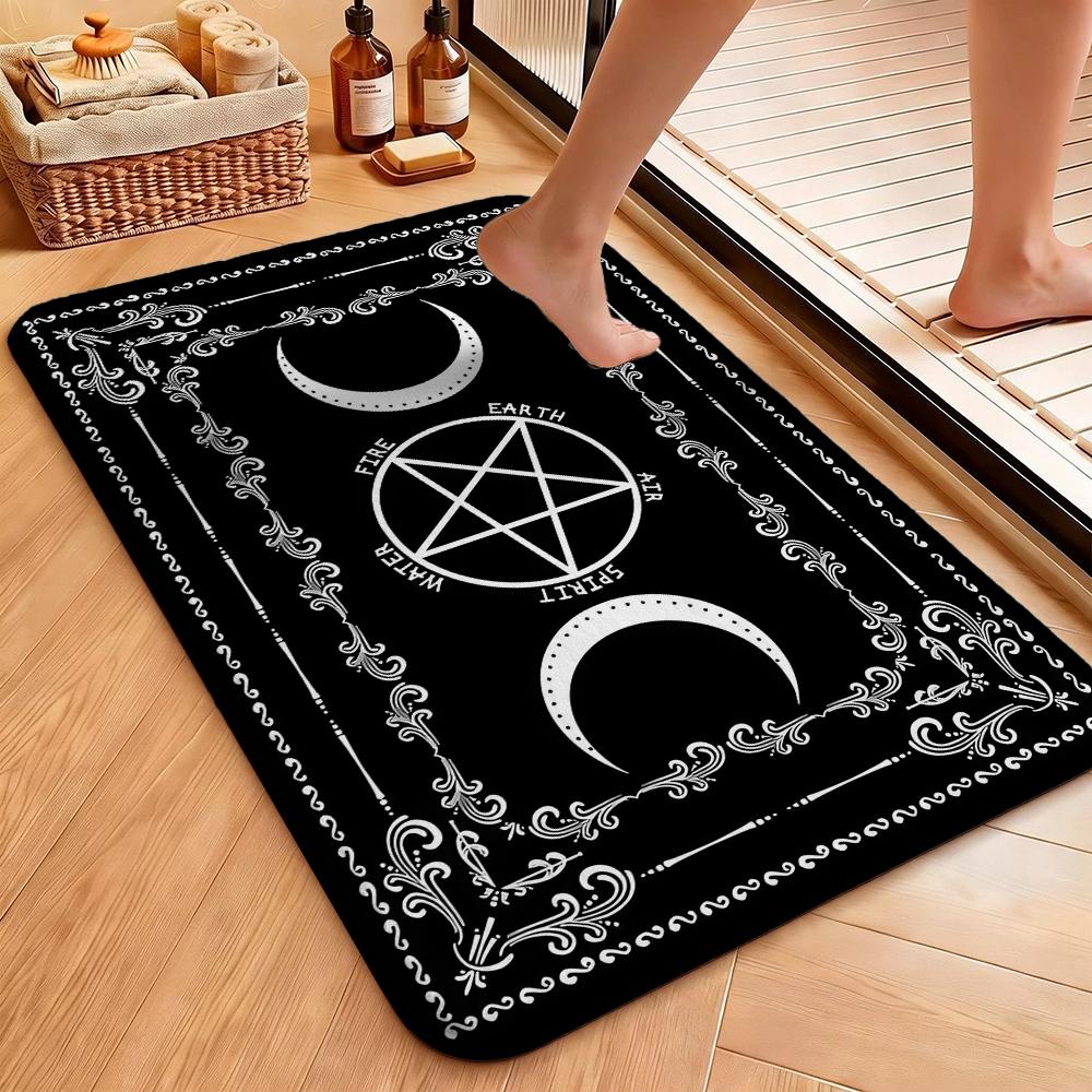 Five Elements Pentacle Double Moons Rectangular Rug Soft Texture Nonslip Carpet For Kids Bedroom Play Area Home Party Decor Holiday Gift