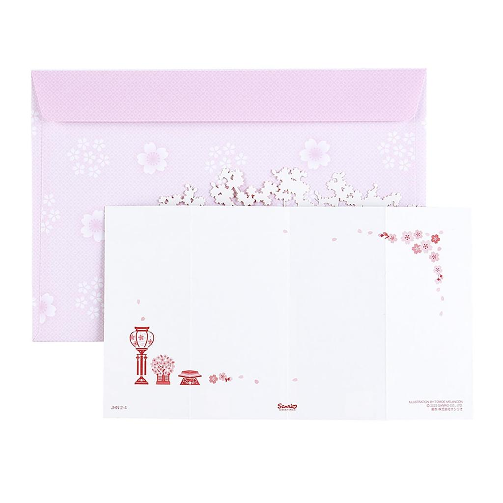 Sanrio Message Hinamatsuri Laser Cut Cherry Blossoms and Prince and Princess JHN 719081 Card, (Girl's Festival), 15-5