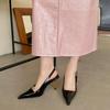Fashion 2025 Spring New Women Pumps Temperament Pointed Toe Shallow Belt Buckle Slingback Sandals Thin High Heel Dress Party Shoes