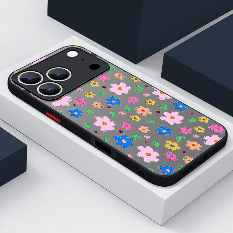 Small Flowers Pattern Phone Case For iPhone 17 Air 16 15 14 Pro Max 13 16 17 Pro 16e 17 Matte Shockproof Soft Edge Hard PC Cover