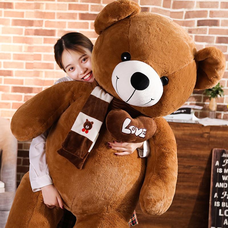 80/100CM 4 Colors Bear With Included Scarf Stuffed Animals Bear Plush Toysets Bear Doll Lovers Birthday Present Infant Present