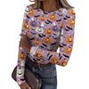Women's Casual Crewneck Long Sleeve Halloween Print Ribbed Top, Fall Tunic Tops