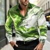 Herren Luxus Satin Langarmhemd mit 3D-bedruckten Seidenknöpfen und glänzender Oberfläche, Nachtclub Party Lässiges Modehemd