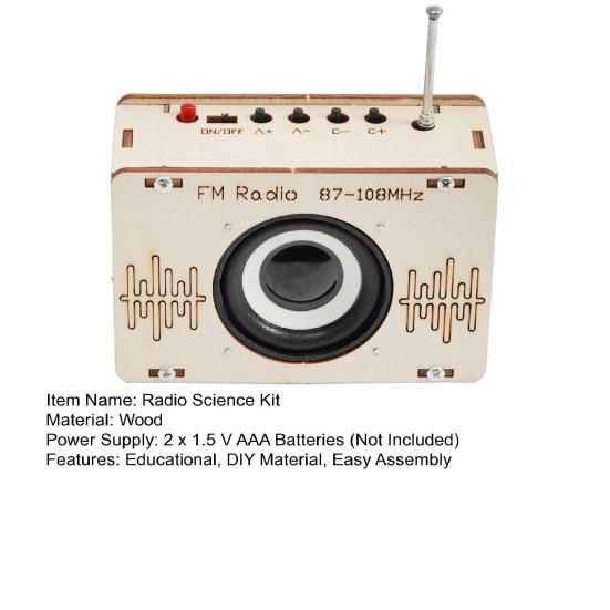 FM Radio STEM Science Kit Kids Wooden 3D Puzzle Electronic Radio Set DIY Educational Science Experiment Projects Crafts Building Toy