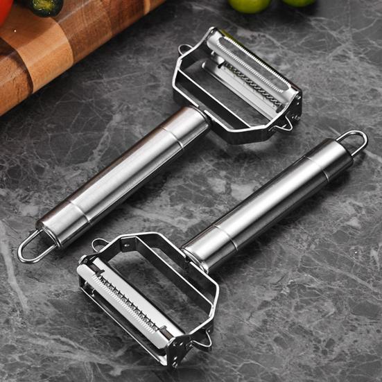 Fruit Vegetable Peeler Stainless Steel Melon Planer with Serrated Blade Ergonomic Non-Slip Grip Dishwasher Safe Kitchen Peeler